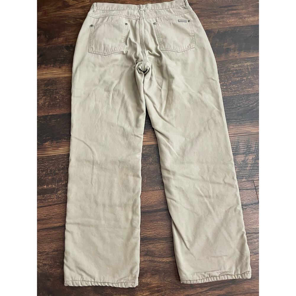 Woolrich Women’s Khaki Pants Fleece Lined Sz 12 button Heavy Workwear Chore - Picture 6 of 12